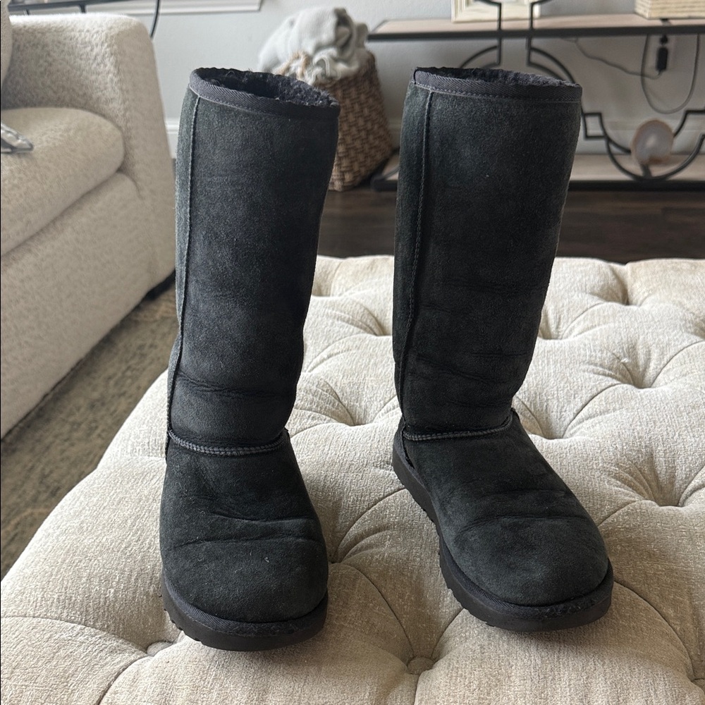 UGG Tall Women’s 8 Black‎ Suede Winter Boots